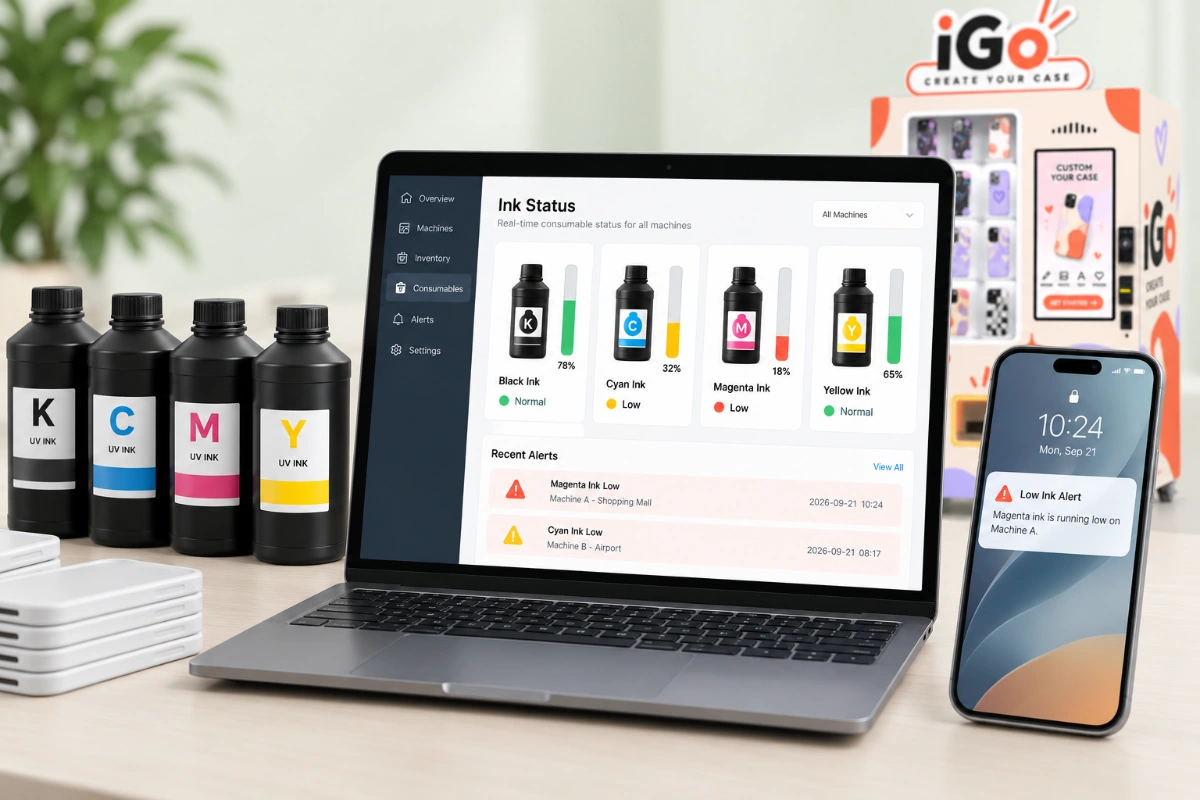 Low-Ink Alerts — Phone Case Customization Kiosk