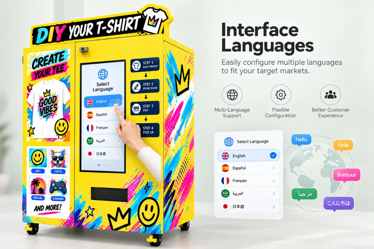 Interface Languages — T-Shirt Printing Kiosk