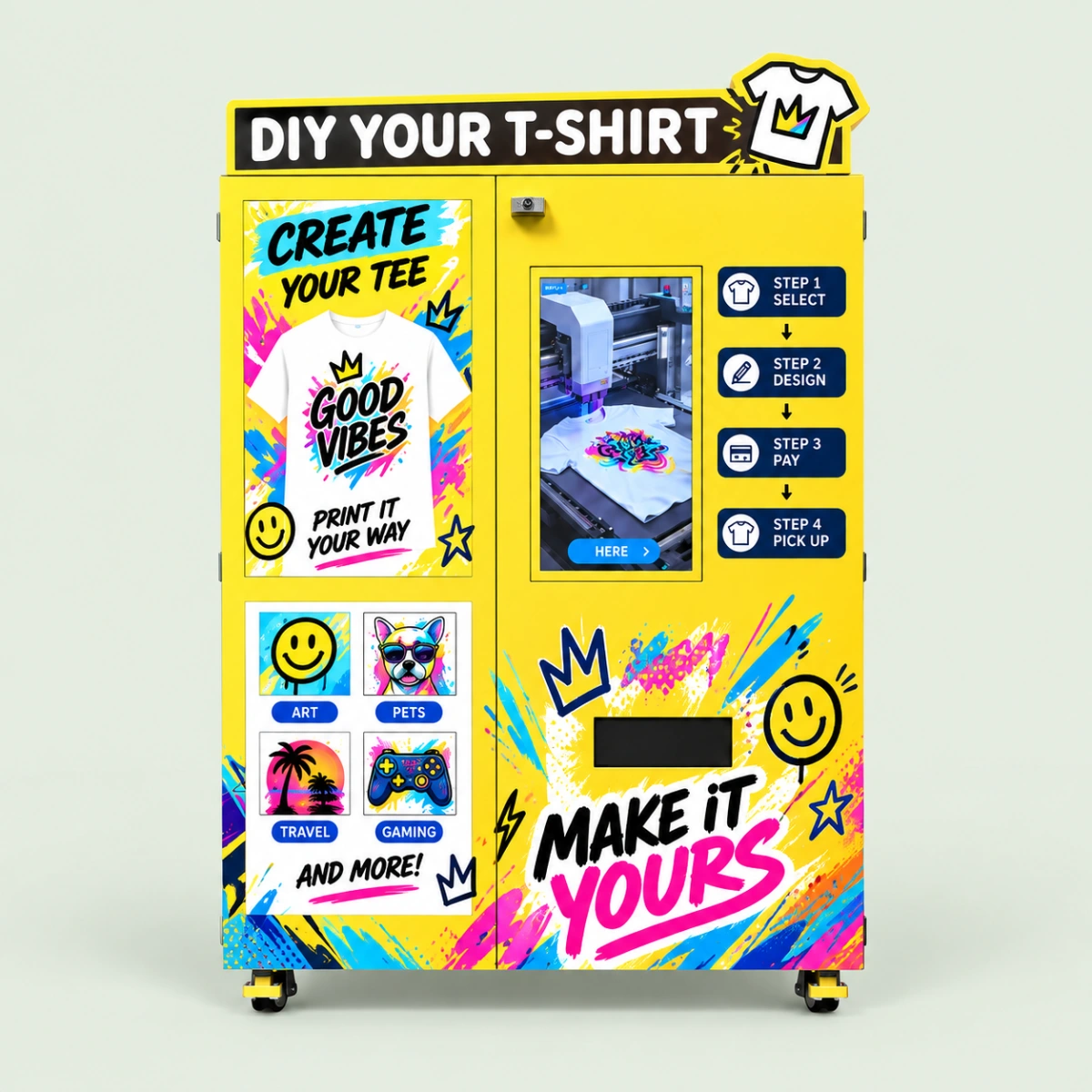 Standard T-shirt kiosk front view