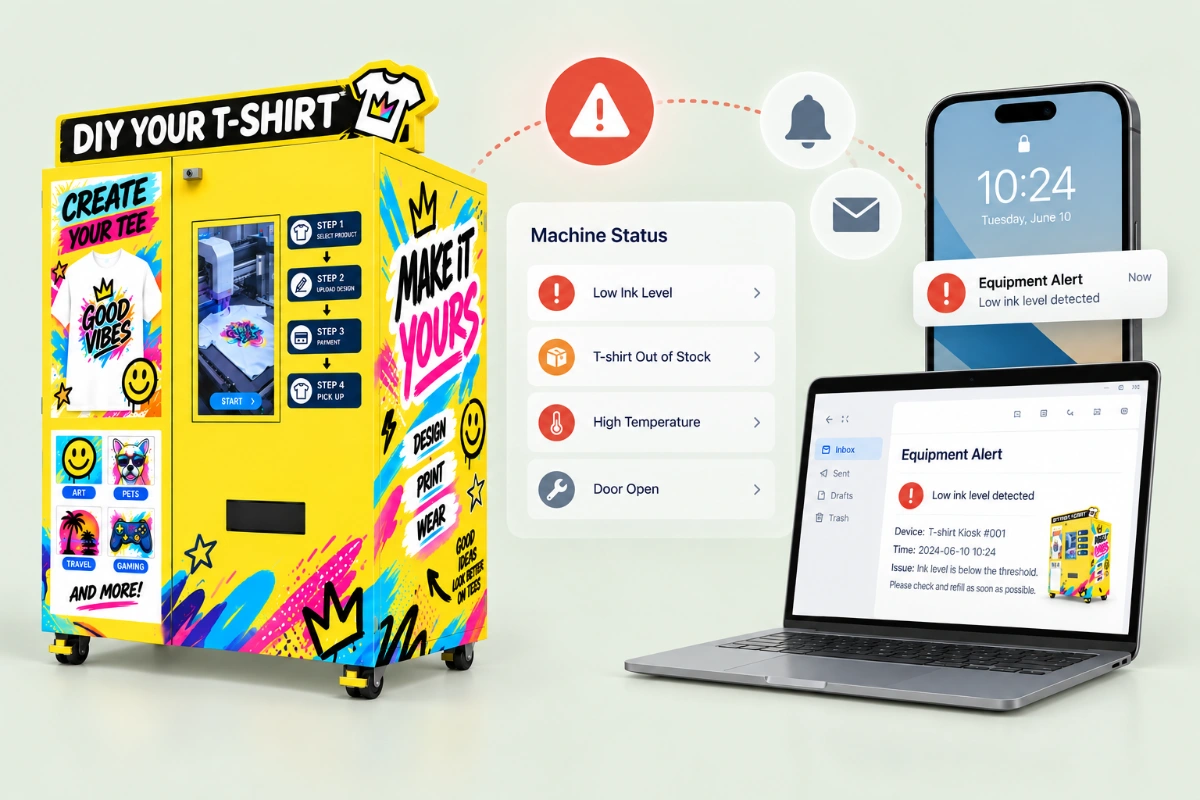Automatic fault alerts — T-Shirt Printing Kiosk