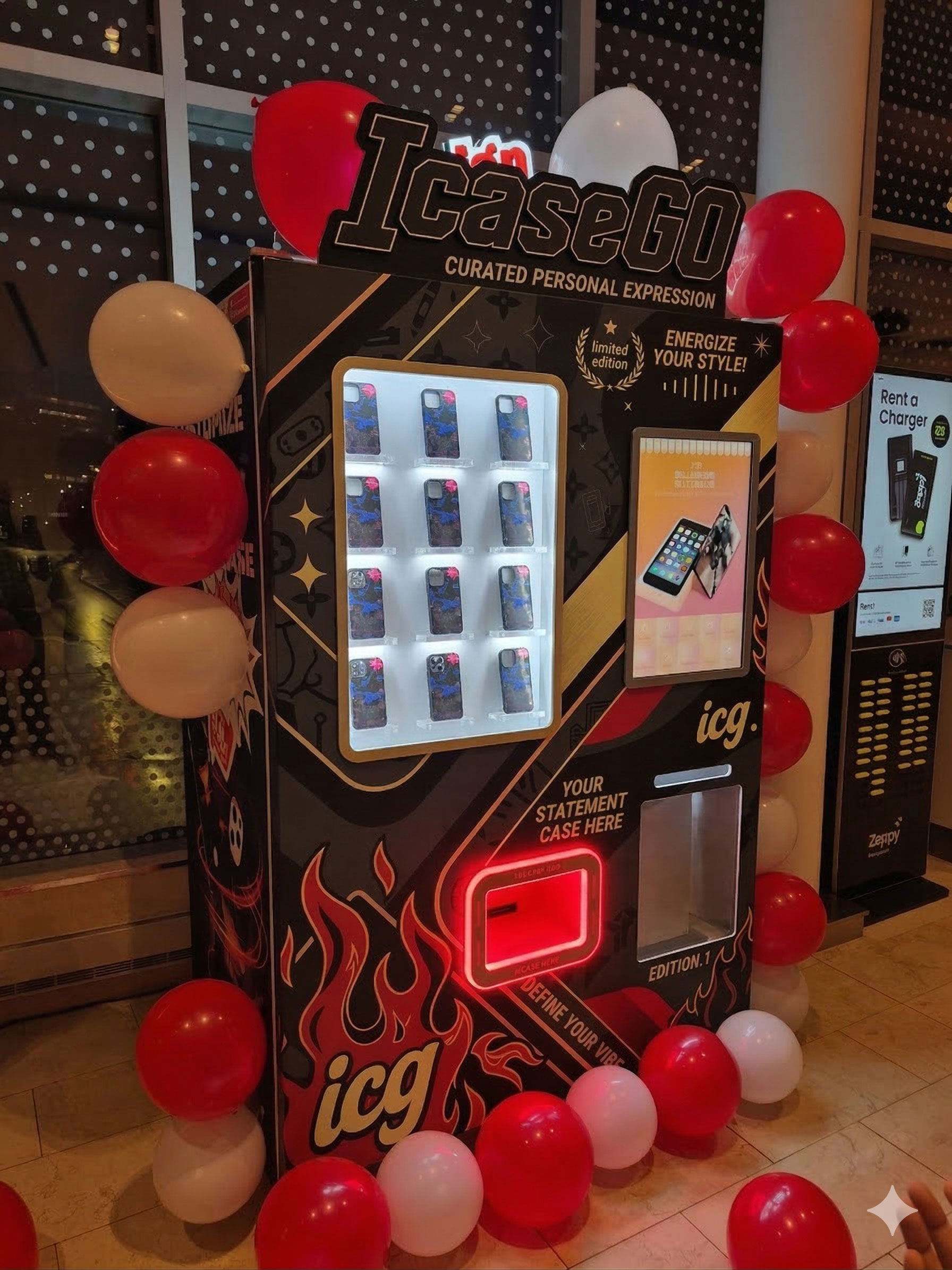 Customer-supplied phone case kiosk installation — Russia