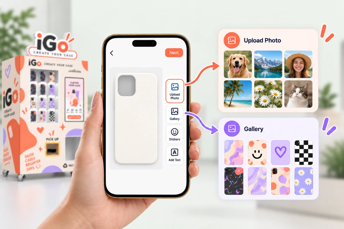 Upload a Photo or Choose from the Gallery — Phone Case Customization Kiosk