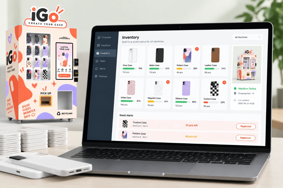 Remote Inventory Monitoring — Phone Case Customization Kiosk
