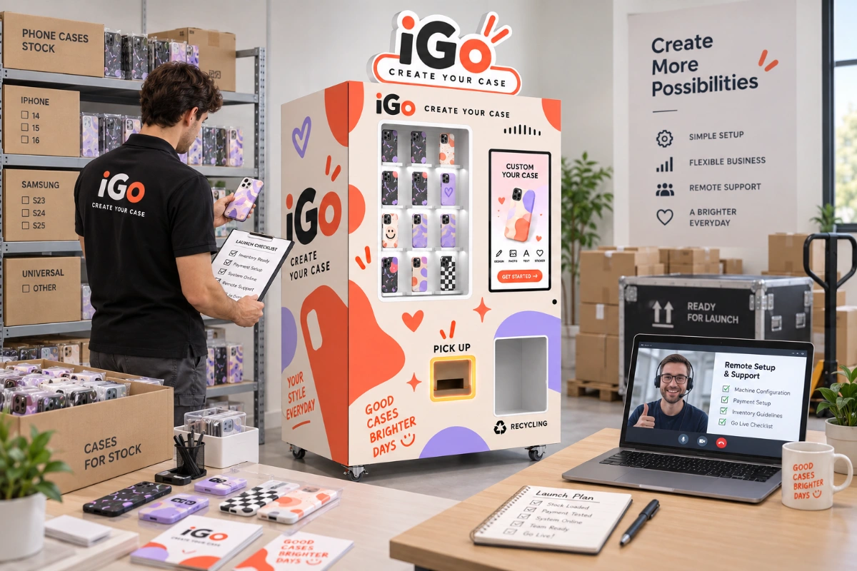 Stock and launch — Phone Case Customization Kiosk
